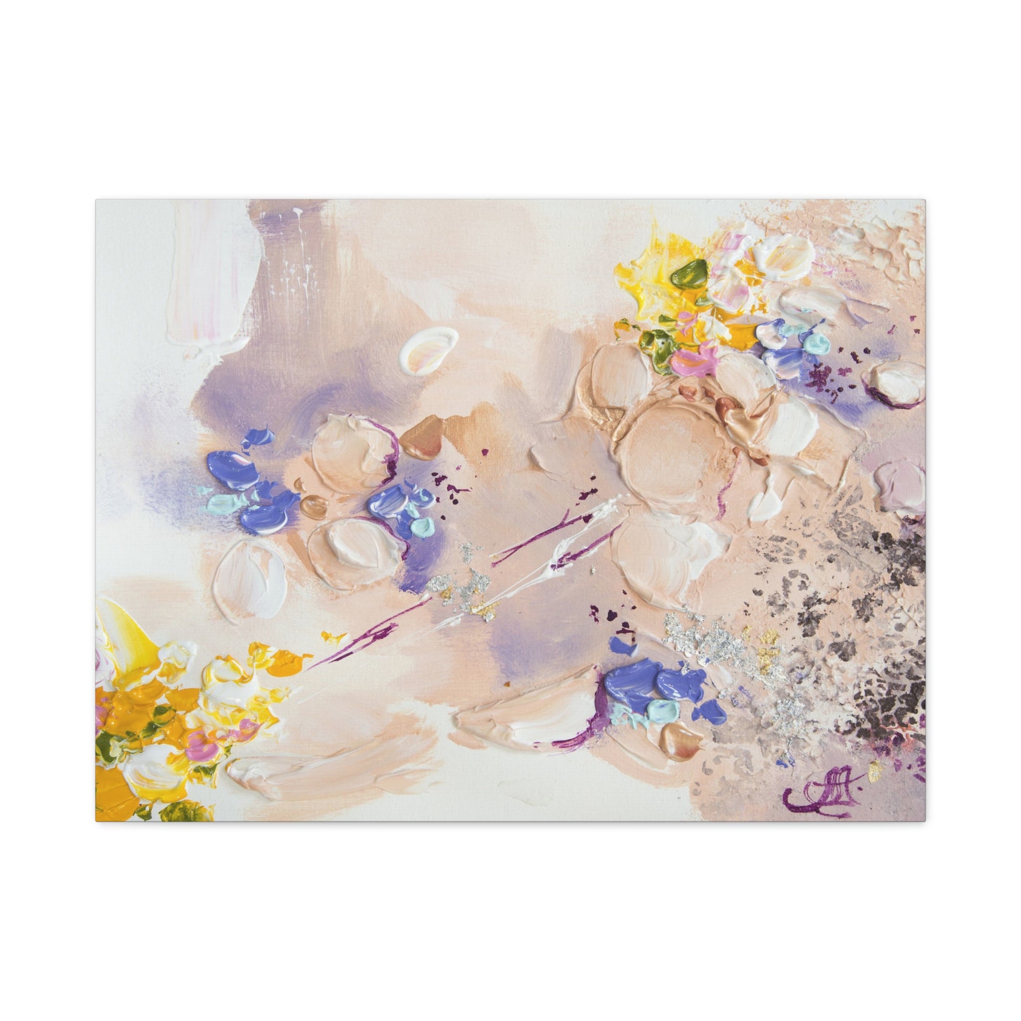 Abstract Floral Matte Canvas Wall Art — Pastel Bouquet Stretched Print 