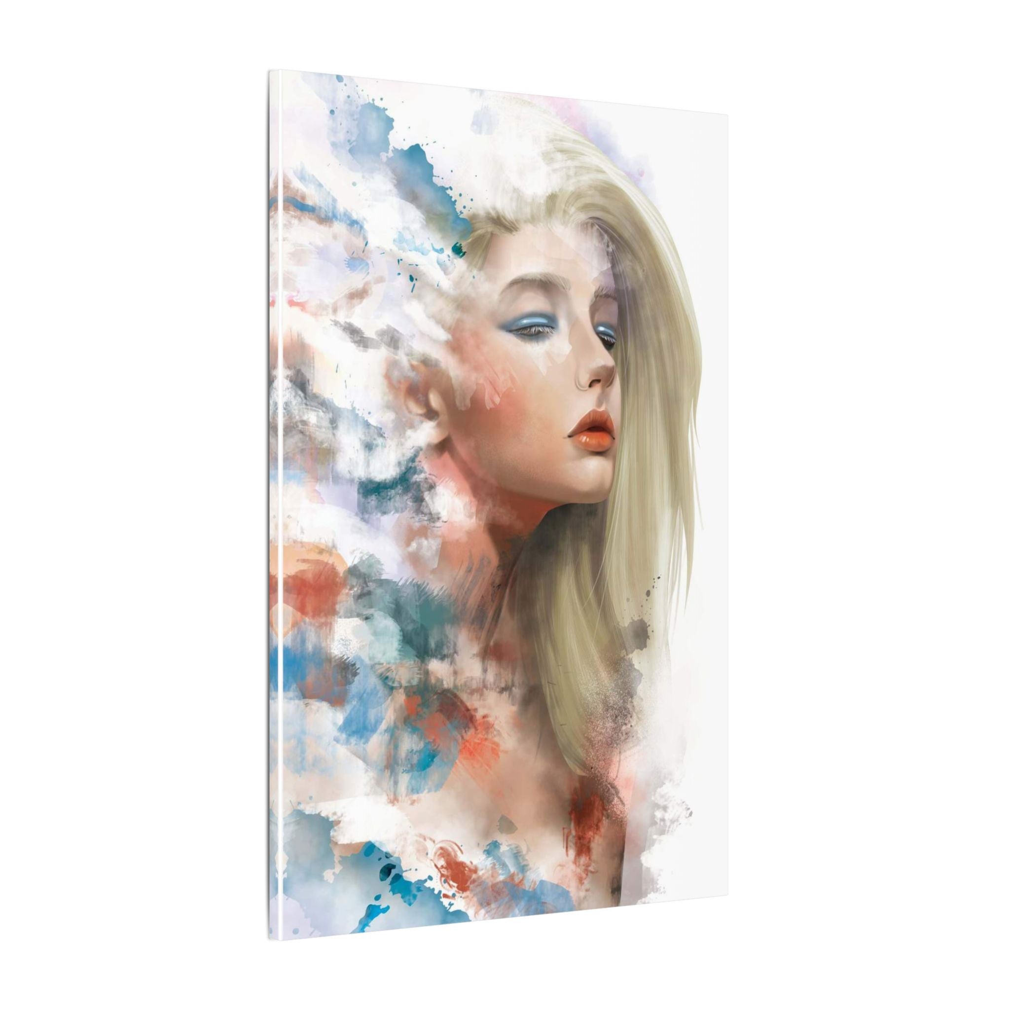 Watercolor Portrait Canvas — Dreamy Female Face Wall Art, Matte Stretched Print