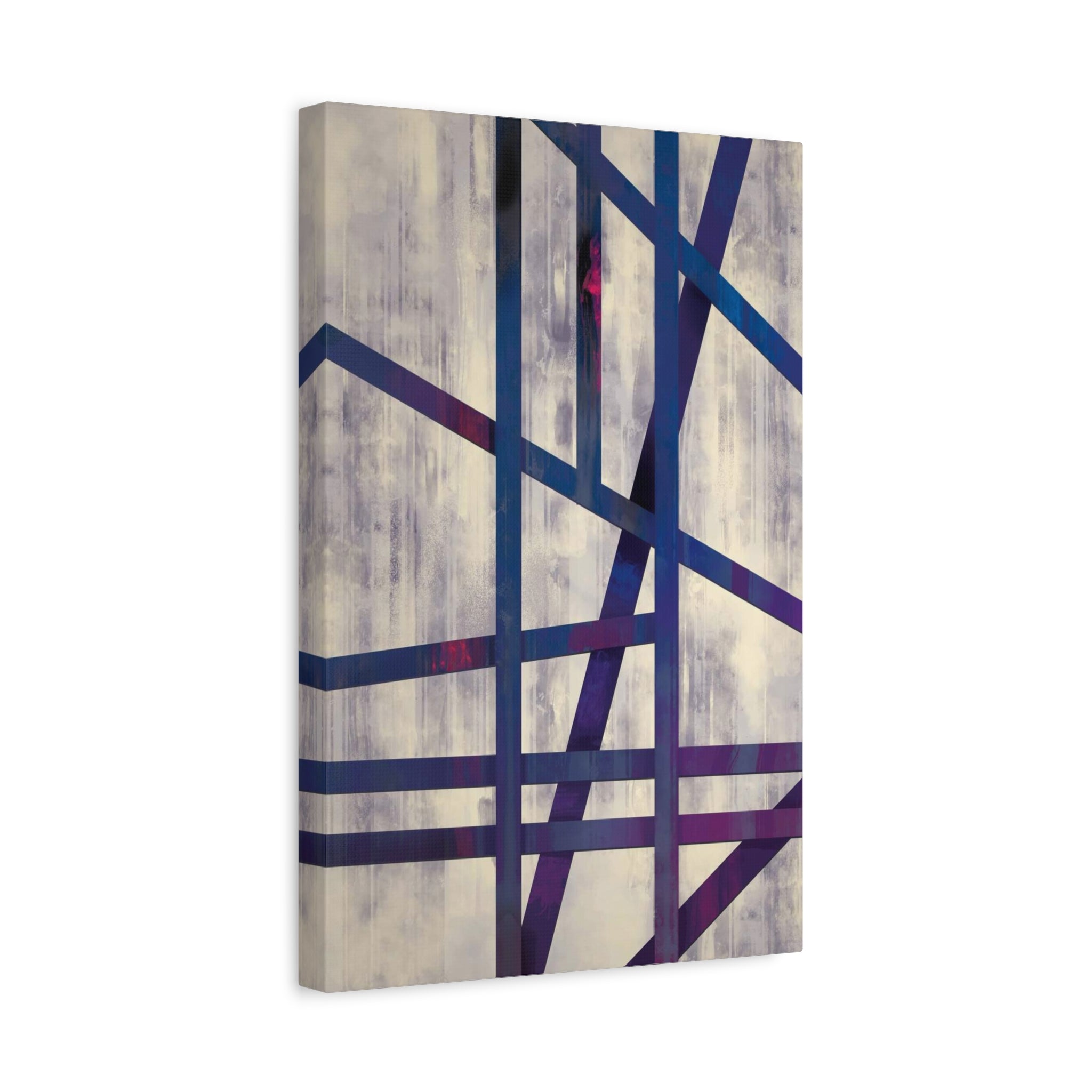 Abstract Geometric Canvas Print – Modern Blue & Purple Lines Art