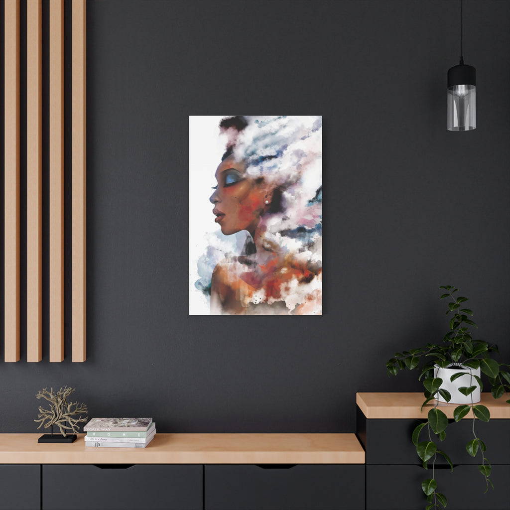 Abstract Portrait Canvas - Dreamy Woman Watercolor Wall Art