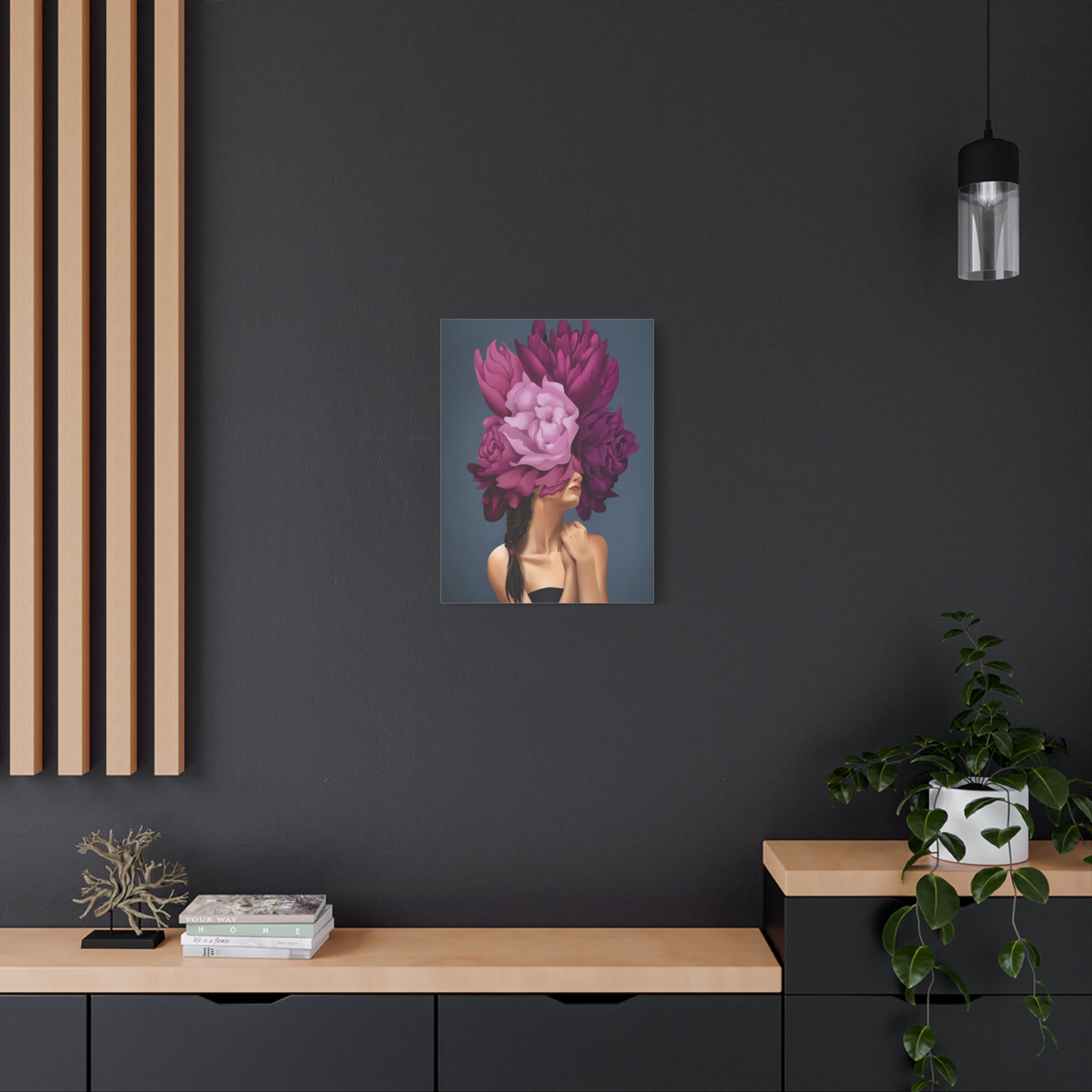 Floral Masked Woman Matte Canvas Wall Art – Stretched 1.25" 