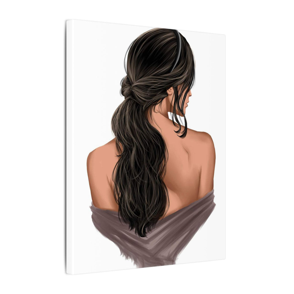Portrait Canvas Print — Woman Back View with Loose Ponytail 