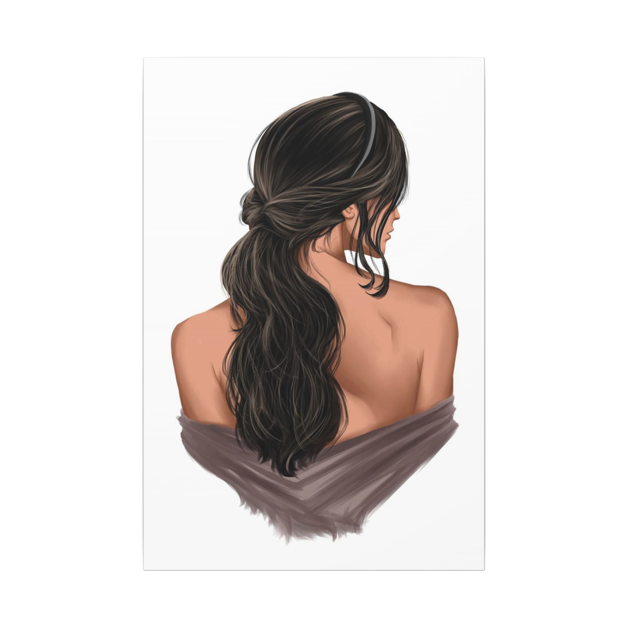 Portrait Canvas Print — Woman Back View with Loose Ponytail 