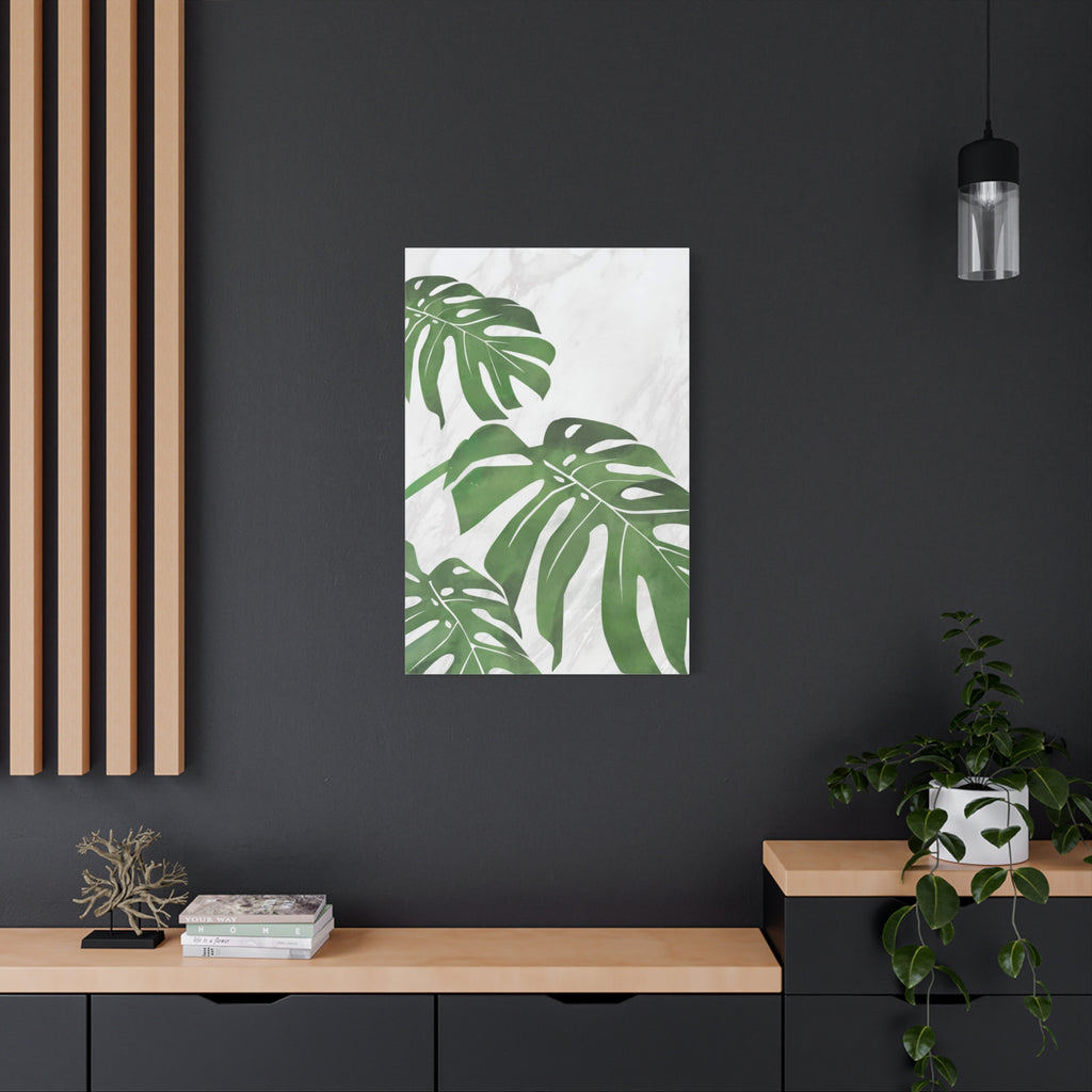 Monstera Marble Wall Art Canvas 
