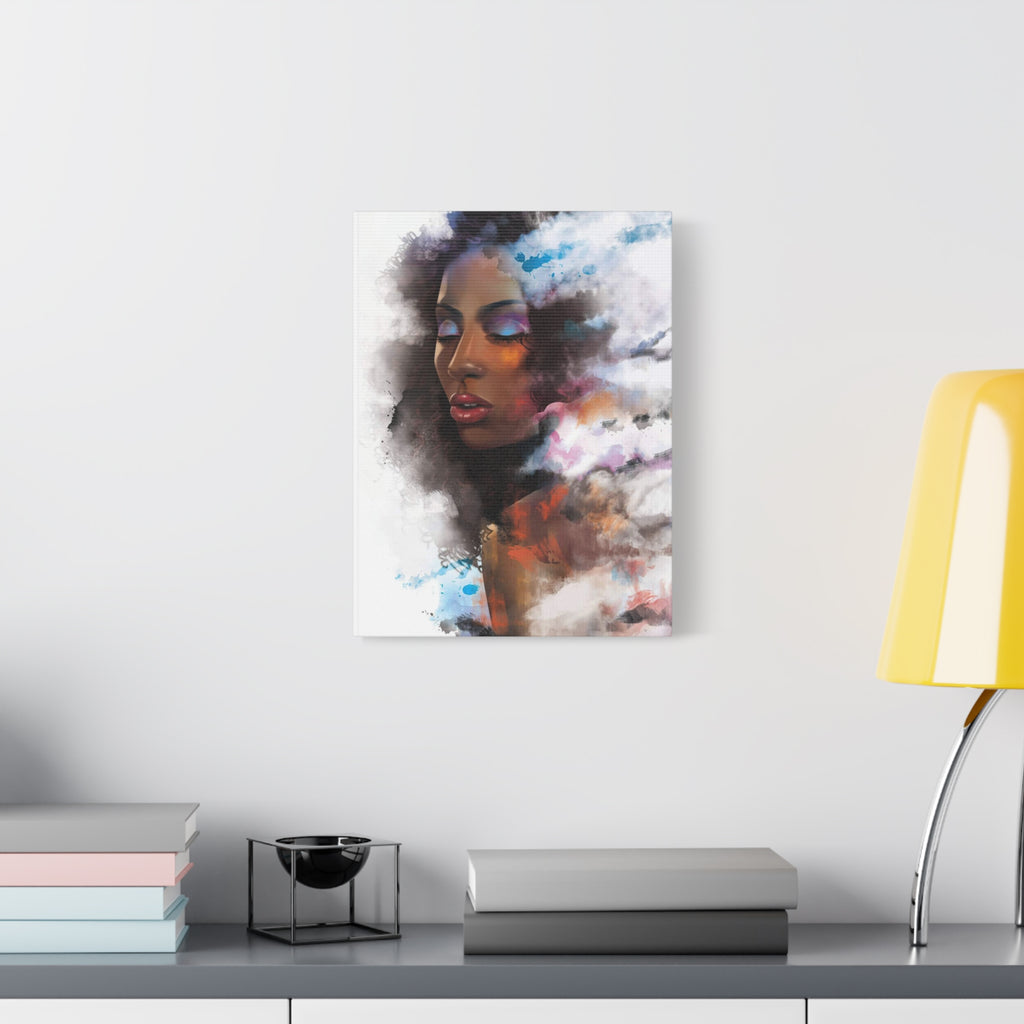 Abstract Portrait Canvas Wall Art — Colorful Afrocentric Woman Matte Stretched Canvas