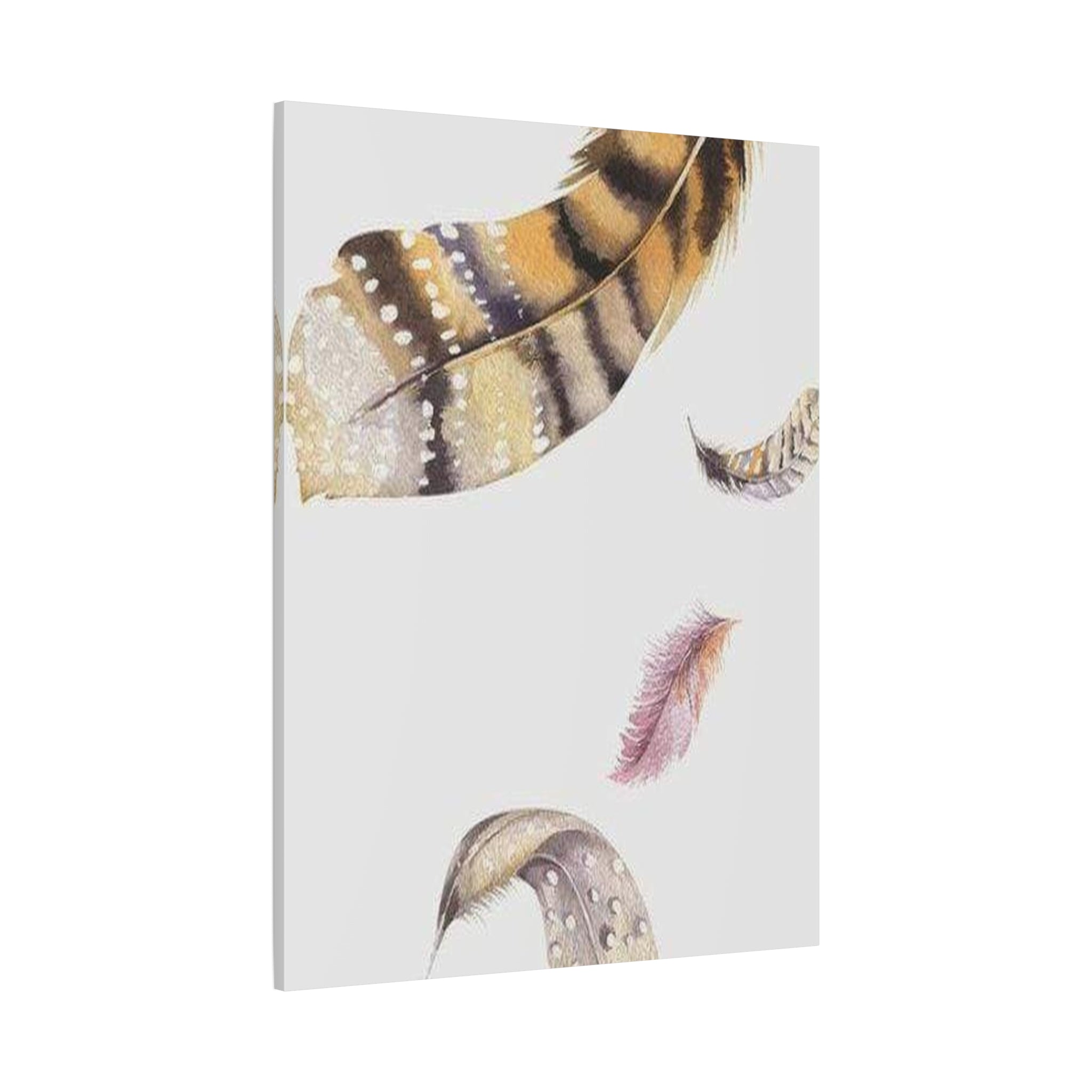 Watercolor Feather Wall Art - Boho Canvas Print, Neutral Nursery Decor - TheKaraHan