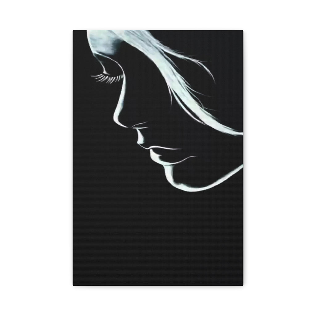 Minimalist Woman Silhouette Canvas Art — Monochrome Profile Wall Décor 