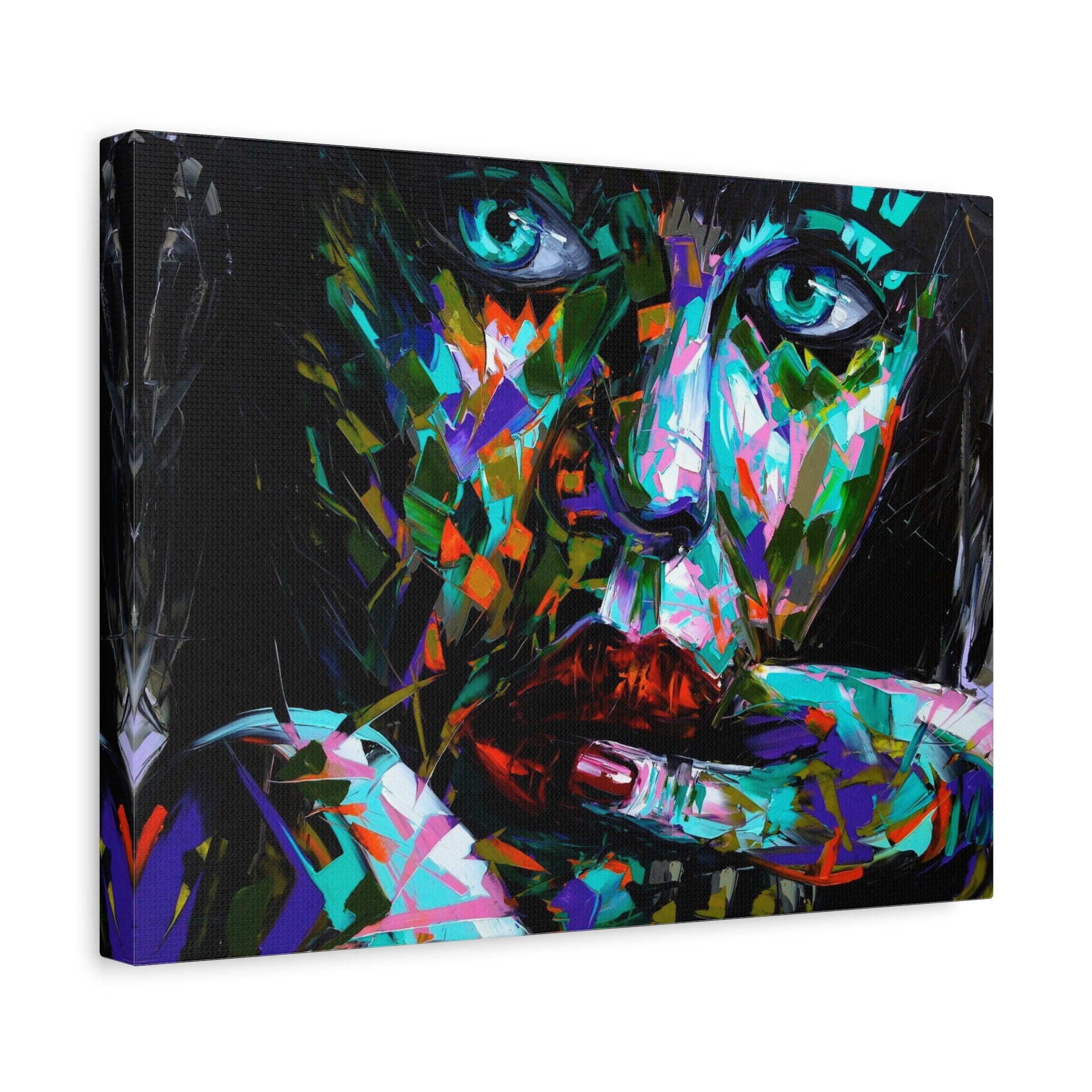 Colorful Abstract Woman Portrait Canvas — Modern Pop Art Wall Decor 