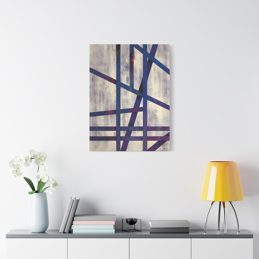 Abstract Geometric Canvas Print – Modern Blue & Purple Lines Art