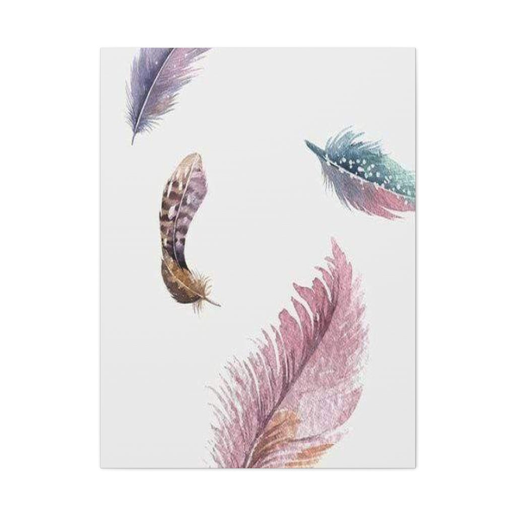 Soft Watercolor Feathers Canvas Wall Art - Stretched 1.25" Matte Design - TheKaraHan