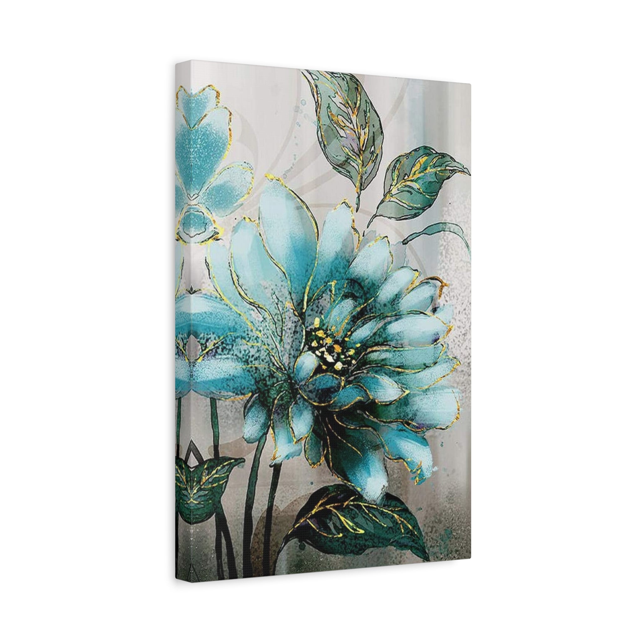 Teal Floral Canvas Print — Matte Stretched Wall Art