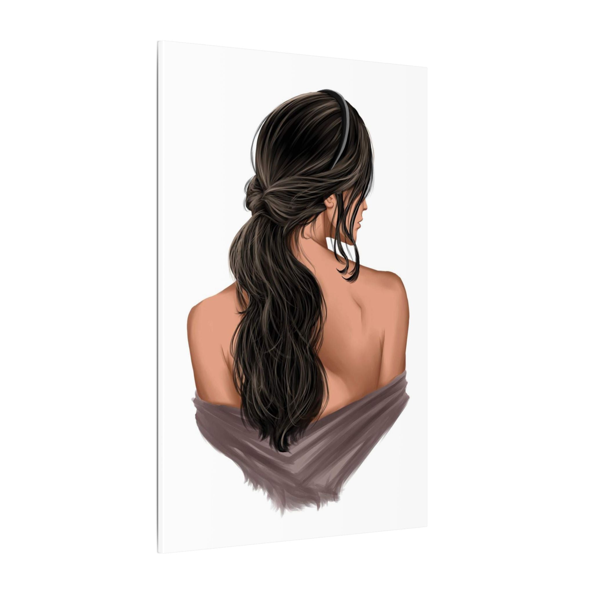 Portrait Canvas Print — Woman Back View with Loose Ponytail 