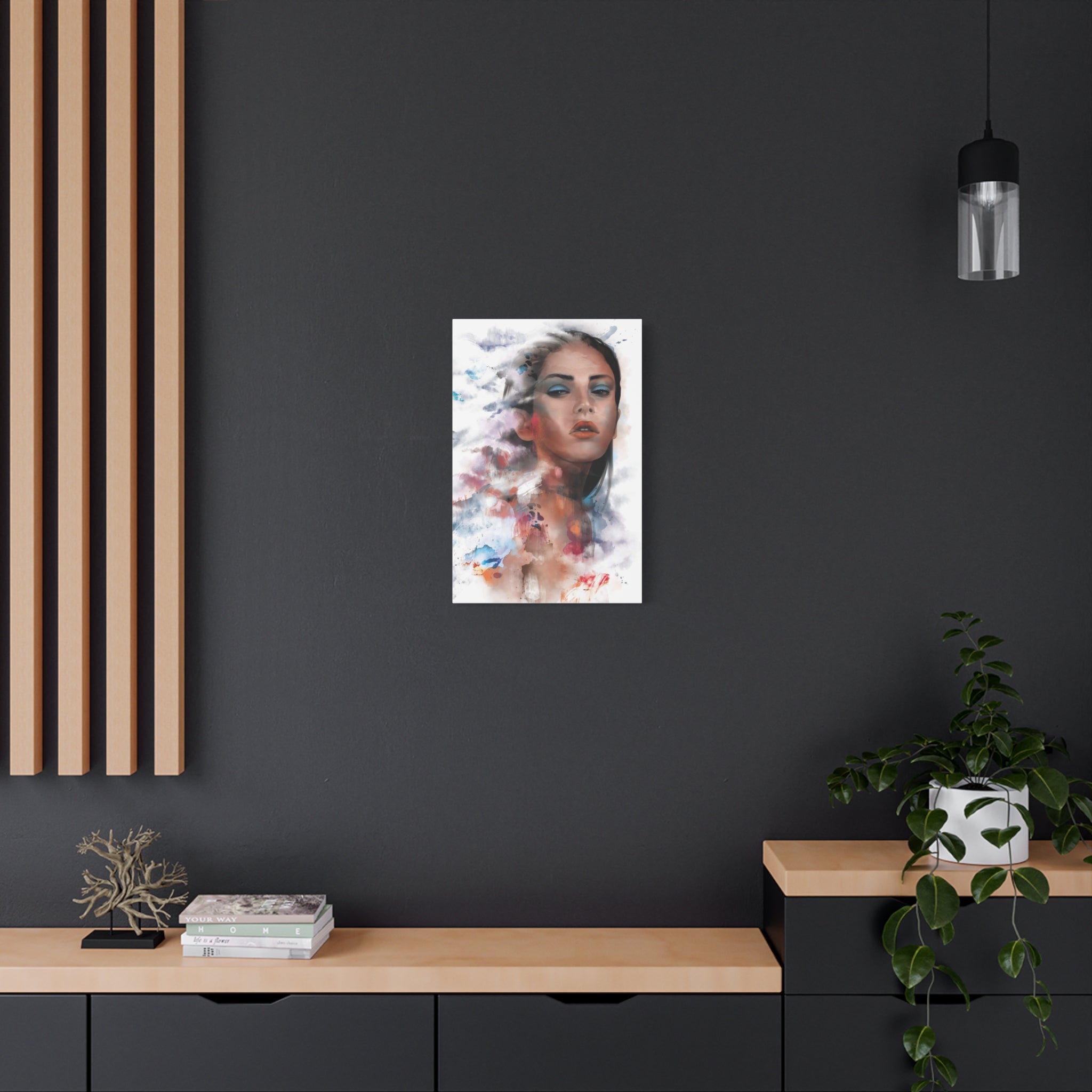Watercolor Portrait Canvas Print — Ethereal Female Face Matte Stretched Art