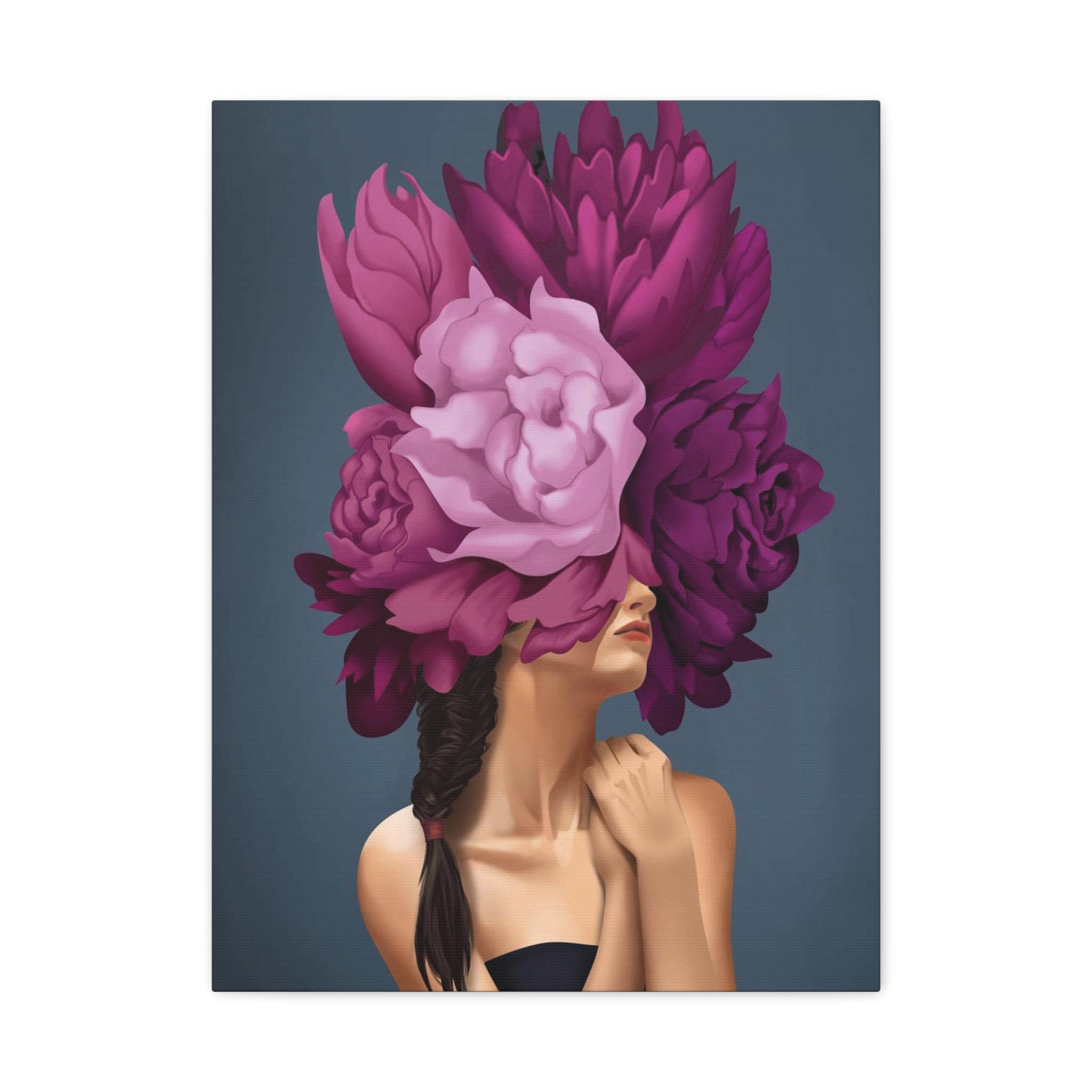 Floral Masked Woman Matte Canvas Wall Art – Stretched 1.25" 