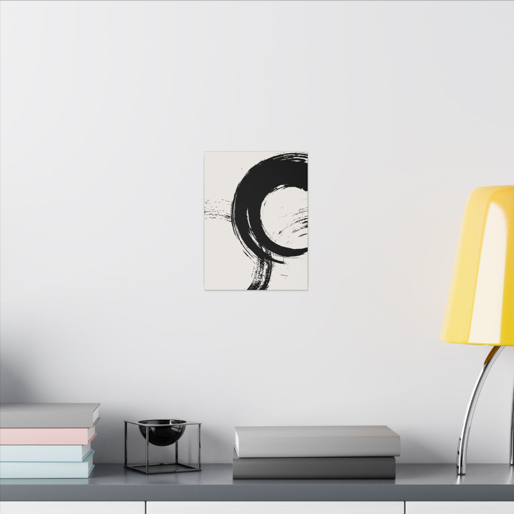 Zen Brushstroke Canvas Wall Art — Minimal Black Circle Abstract