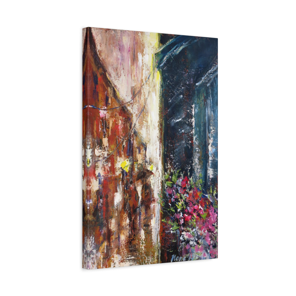 Abstract Street Floral Canvas Art – Matte Stretched Wall Painting 