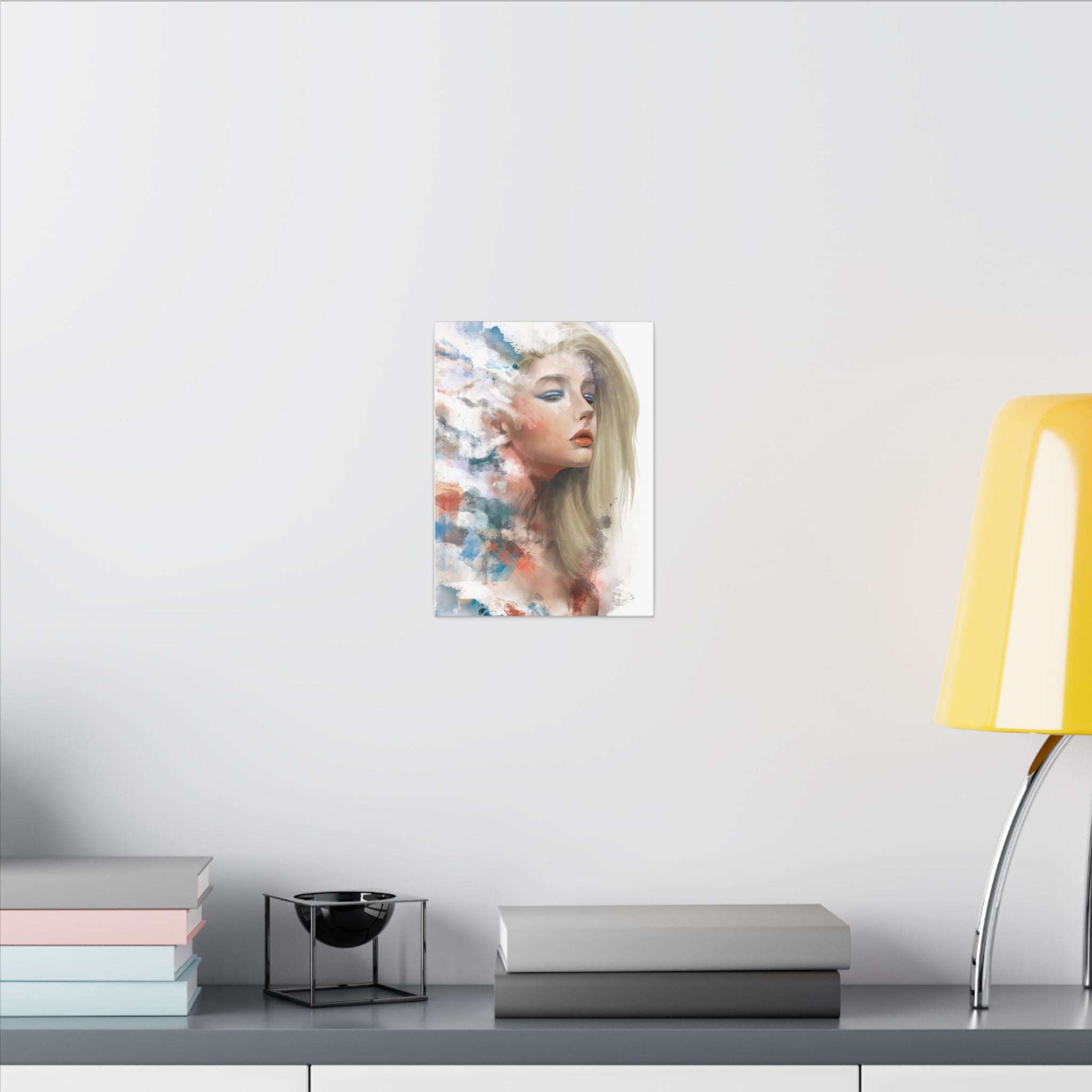 Watercolor Portrait Canvas — Dreamy Female Face Wall Art, Matte Stretched Print 