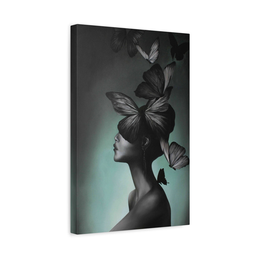Butterfly Dream Matte Canvas Wall Art — Surreal Female Silhouette Print 