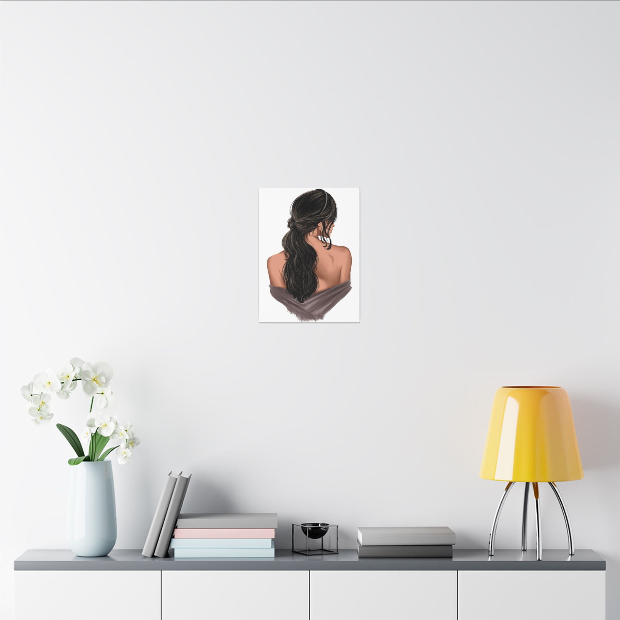 Portrait Canvas Print — Woman Back View with Loose Ponytail 