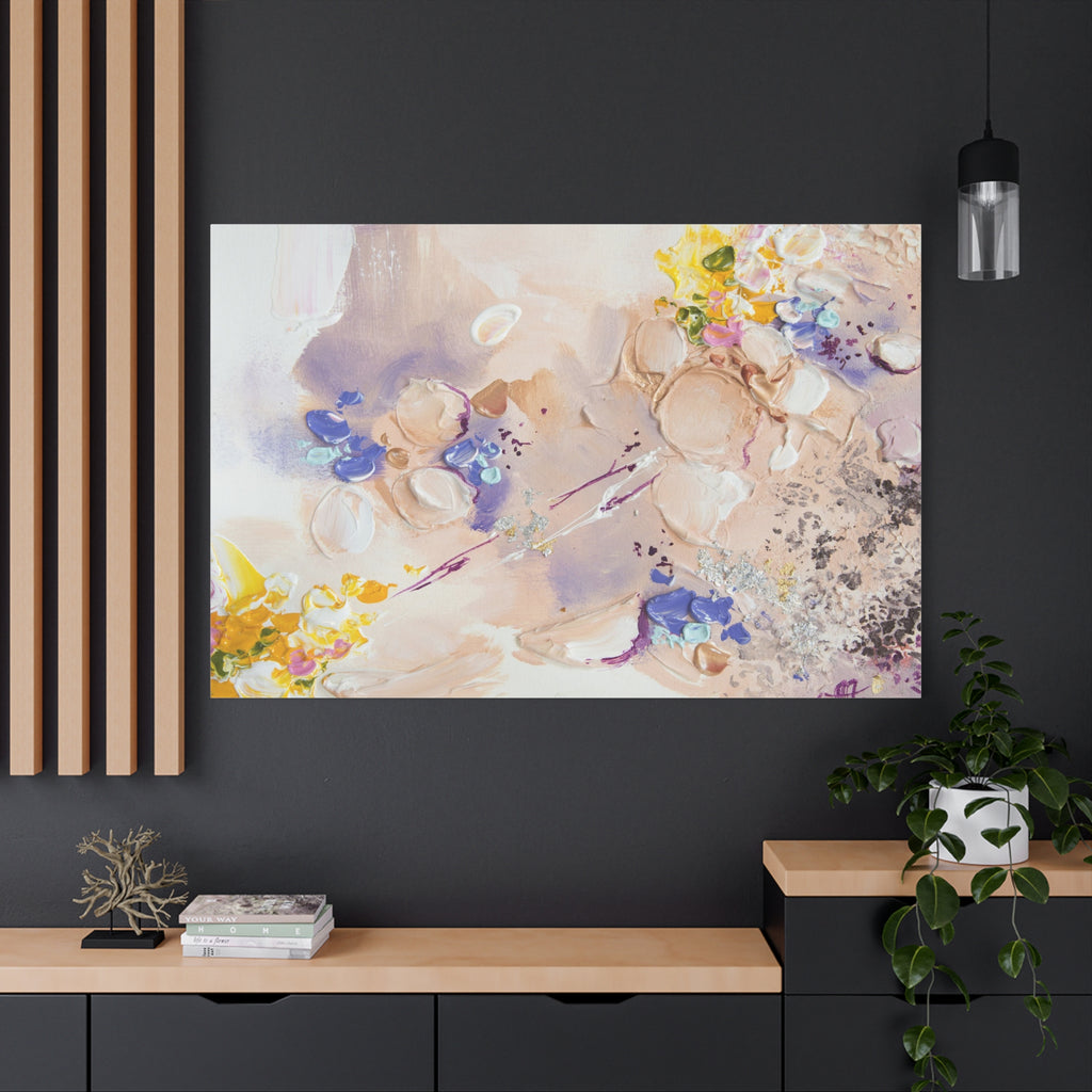 Abstract Floral Matte Canvas Wall Art — Pastel Bouquet Stretched Print 