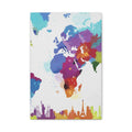 Colorful World Map Canvas Print - Watercolor Travel Map Wall Art for Home Decor - TheKaraHan