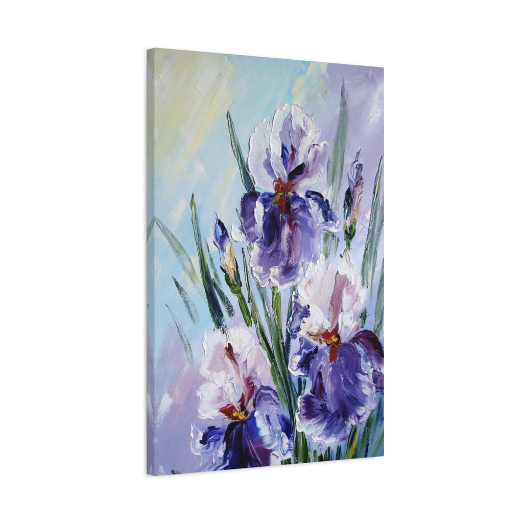 Purple Iris Floral Canvas Art — Stretched Matte Wall Painting