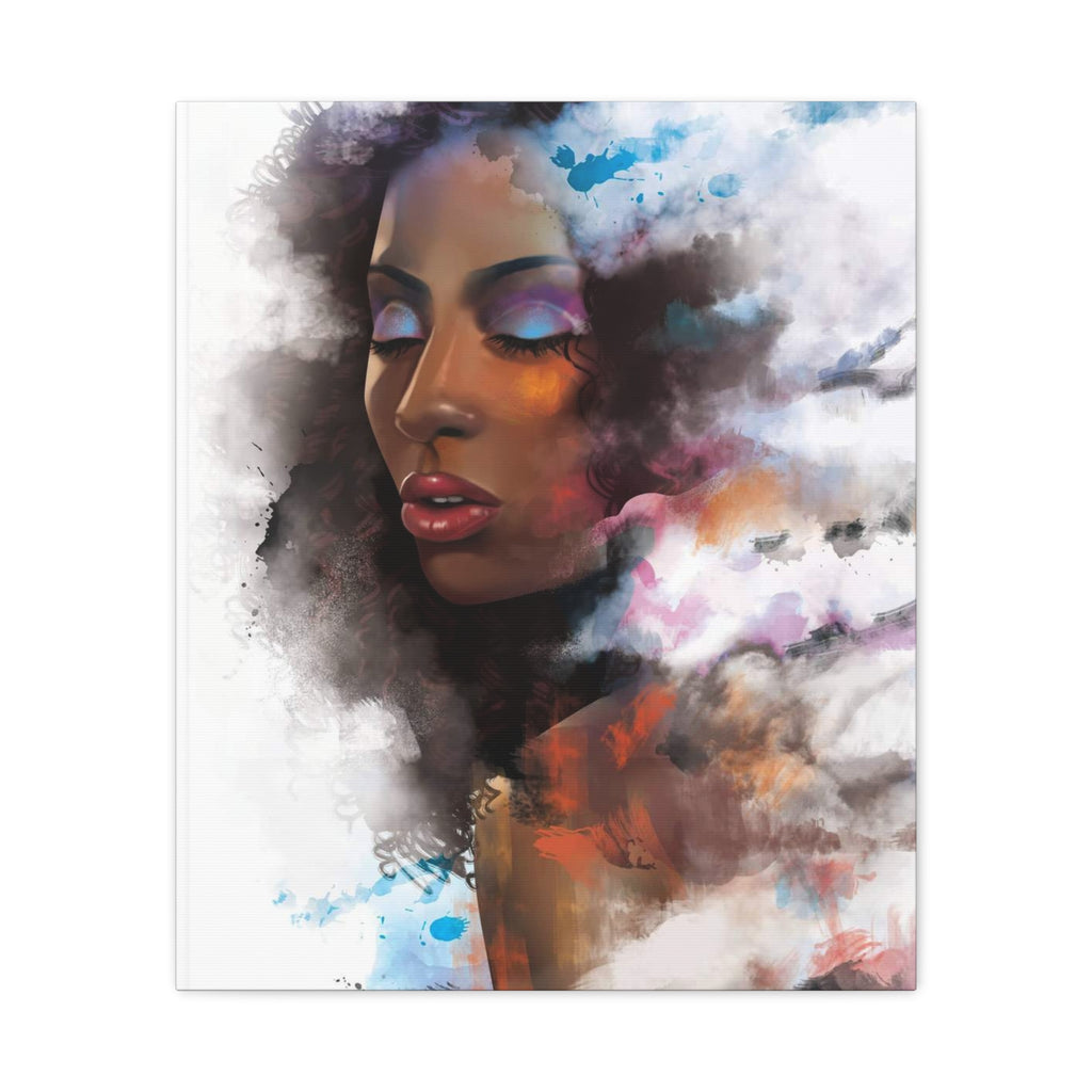 Abstract Portrait Canvas Wall Art — Colorful Afrocentric Woman Matte Stretched Canvas