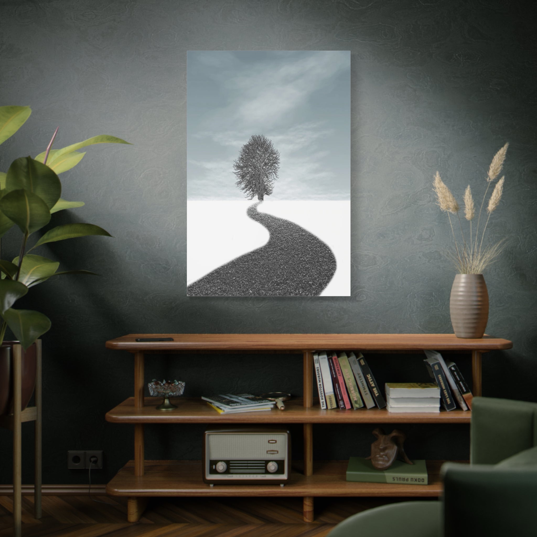 Minimalist Tree Path Canvas Print – Matte Stretched Wall Art 