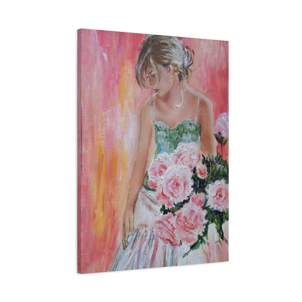 Romantic Rose Ballet Canvas Print — Pink Floral Ballerina Wall Art 
