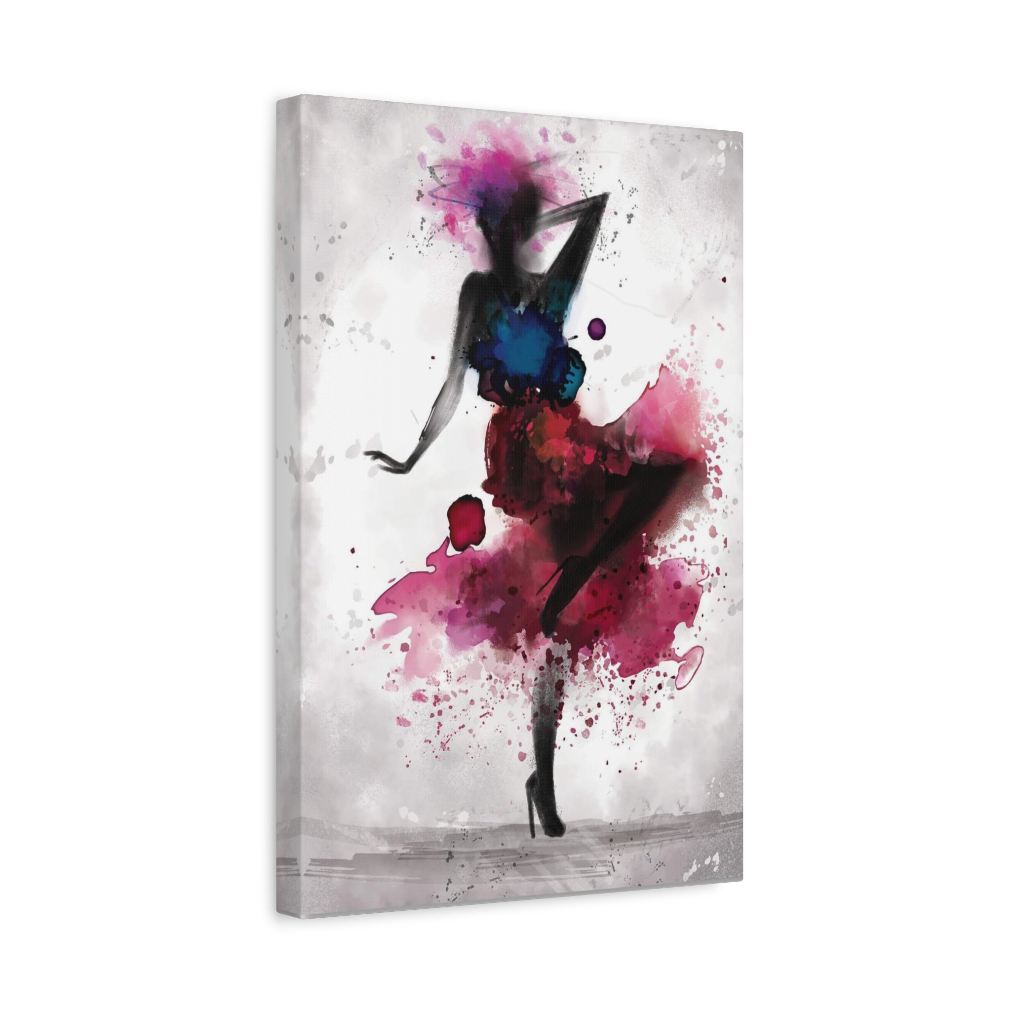 Watercolor Ballet Dancer Canvas Art — Fashion Silhouette Matte Stretched Wall Art