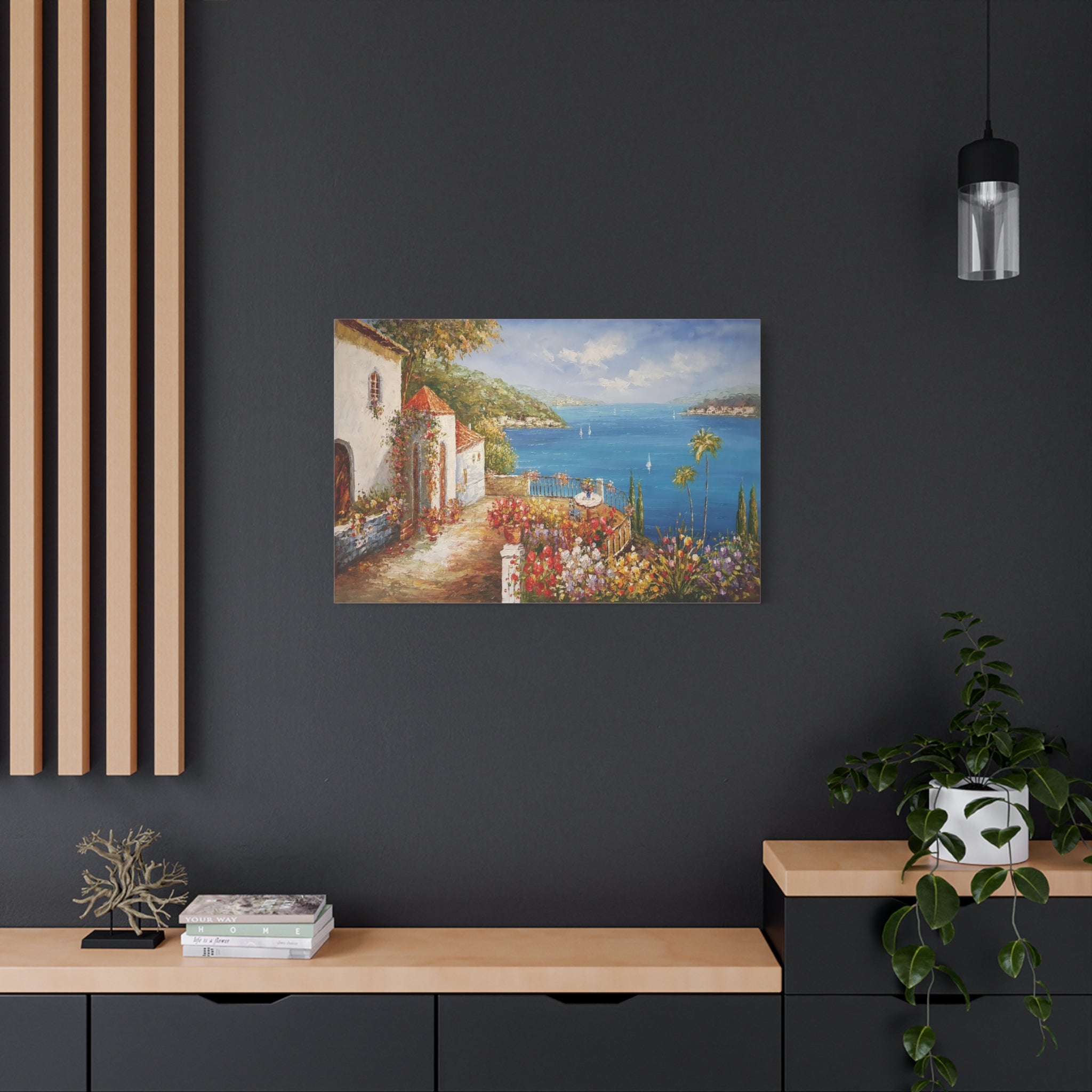 Mediterranean Seaside Canvas Print — Stretched Matte Wall Art 