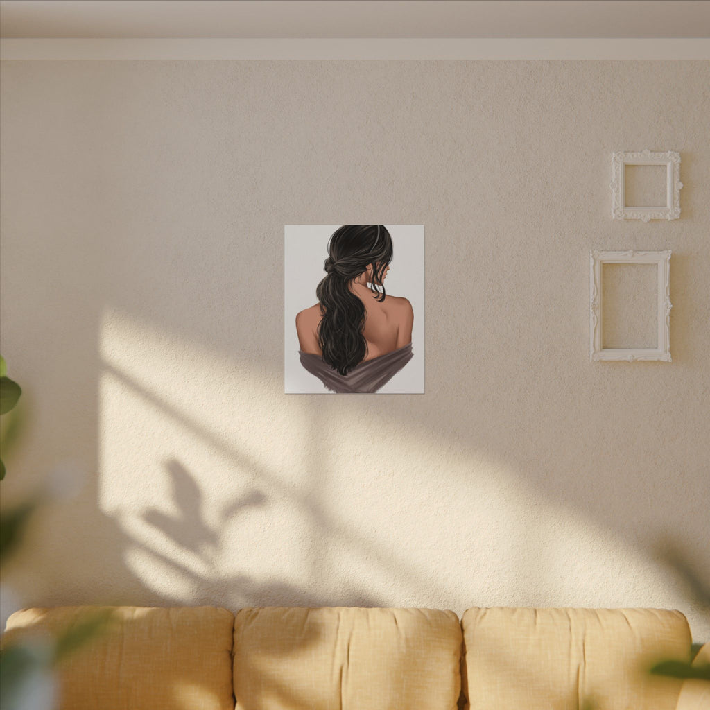 Portrait Canvas Print — Woman Back View with Loose Ponytail 