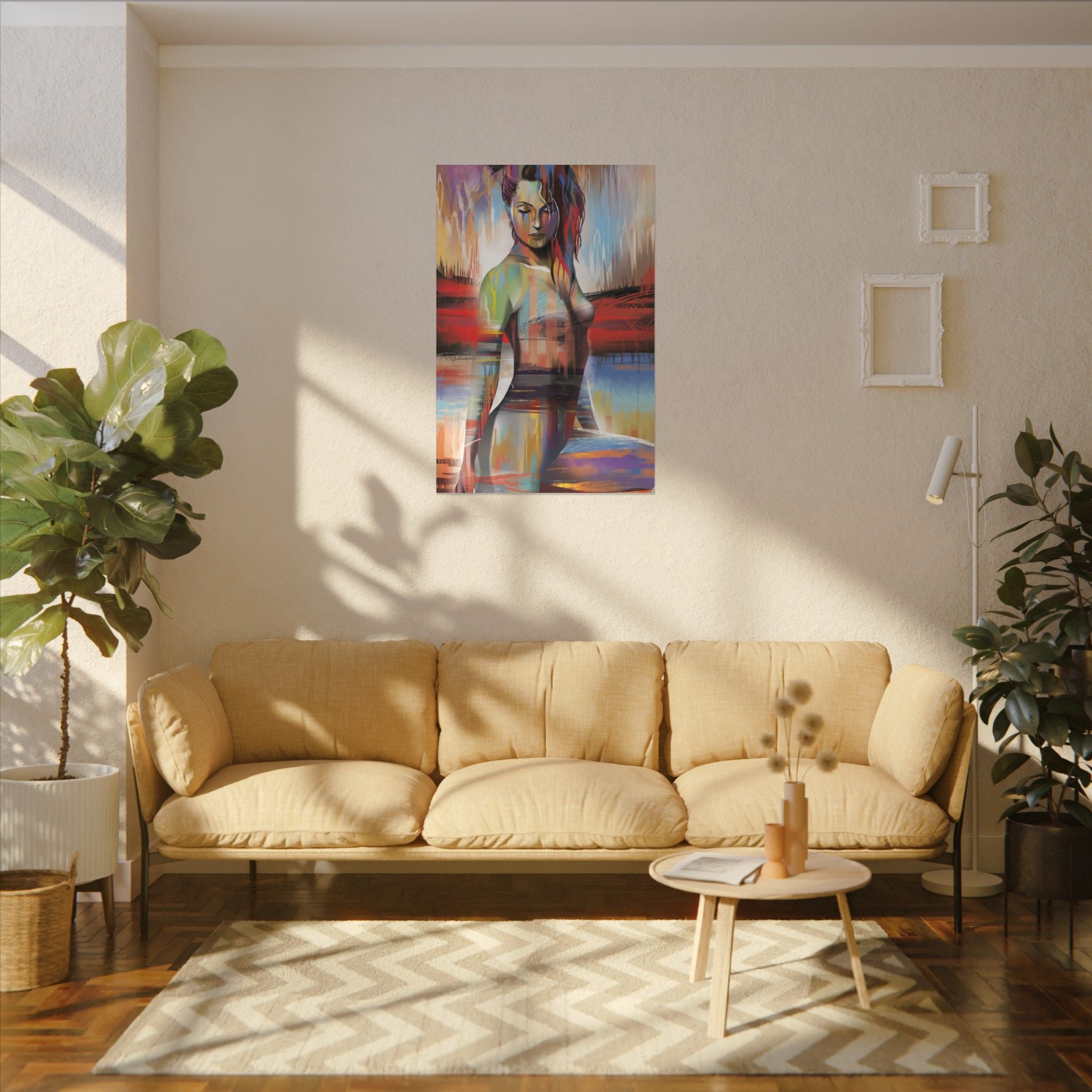 Abstract Colorful Woman Matte Canvas Print — Modern Figurative Wall Art 