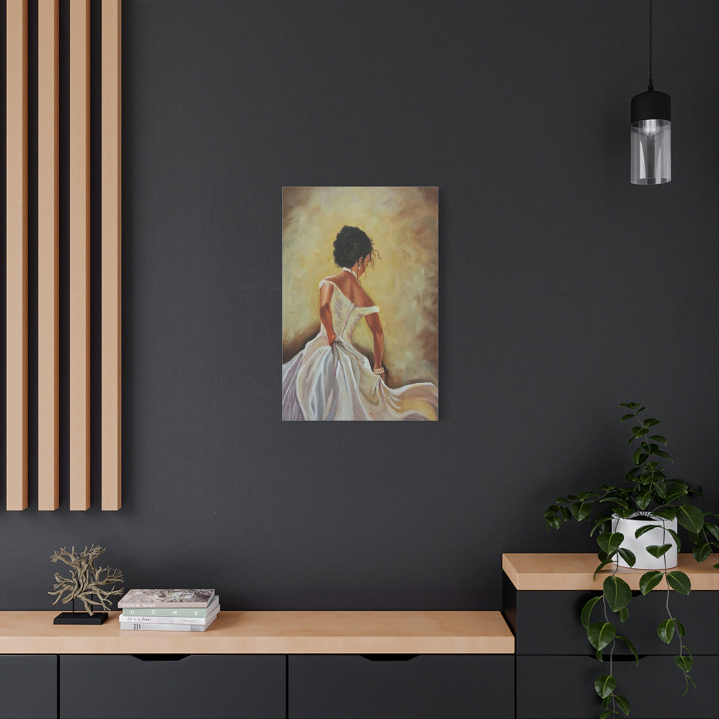 Elegant Bride Portrait Canvas Print — Romantic Wedding Wall Art