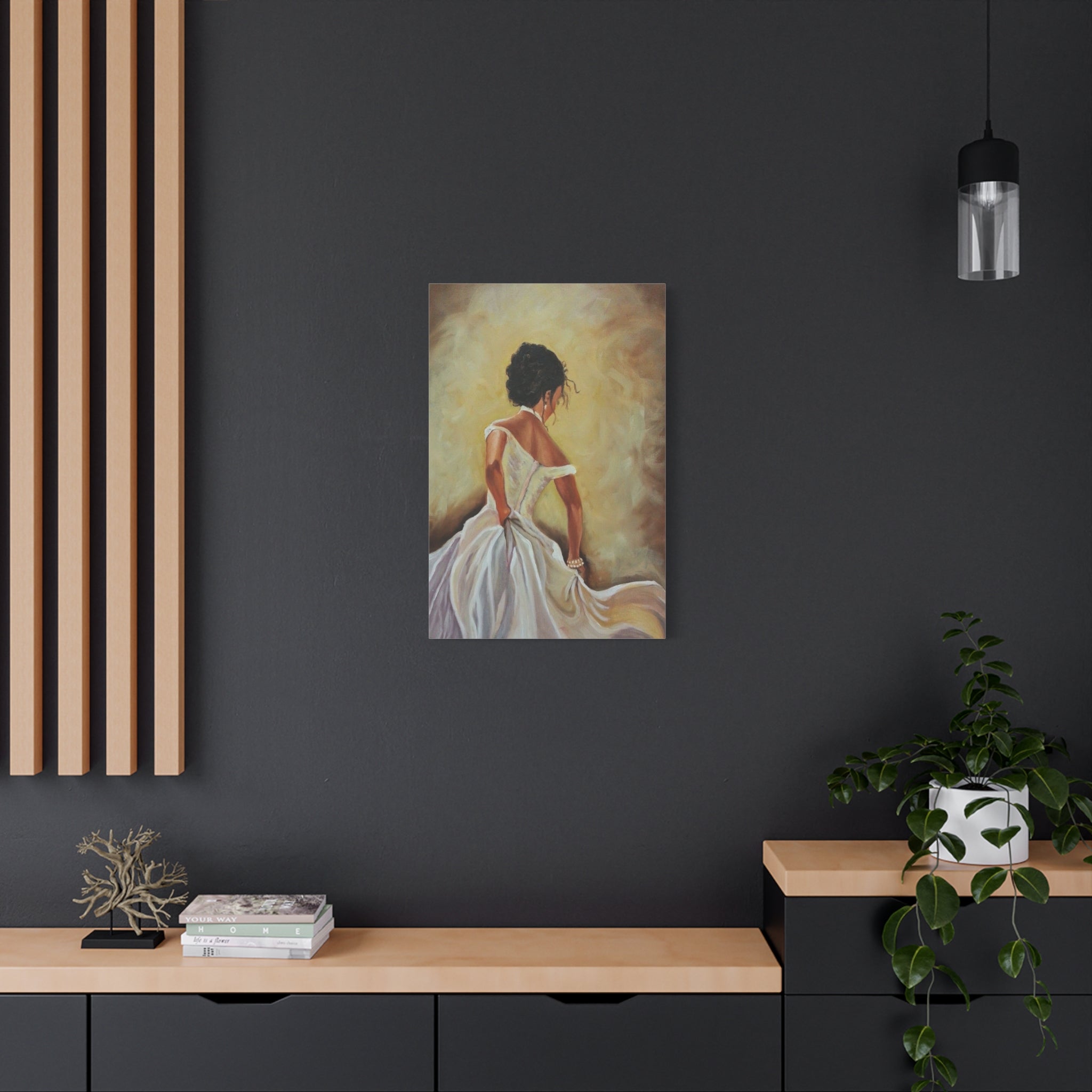 Elegant Bride Portrait Canvas Print — Romantic Wedding Wall Art