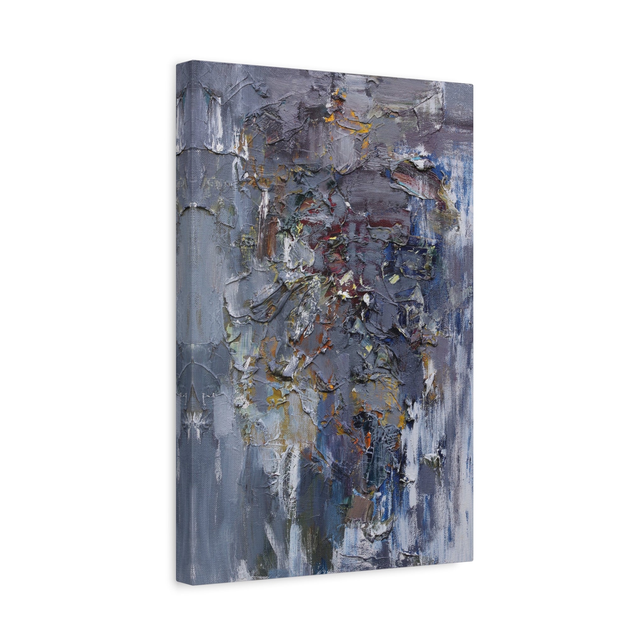 Abstract Textured Canvas Wall Art — Moody Blue Grey Palette