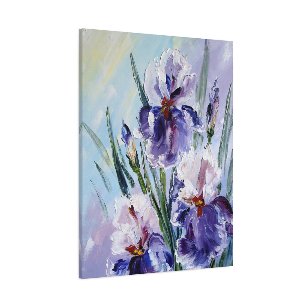 Purple Iris Floral Canvas Art — Stretched Matte Wall Painting