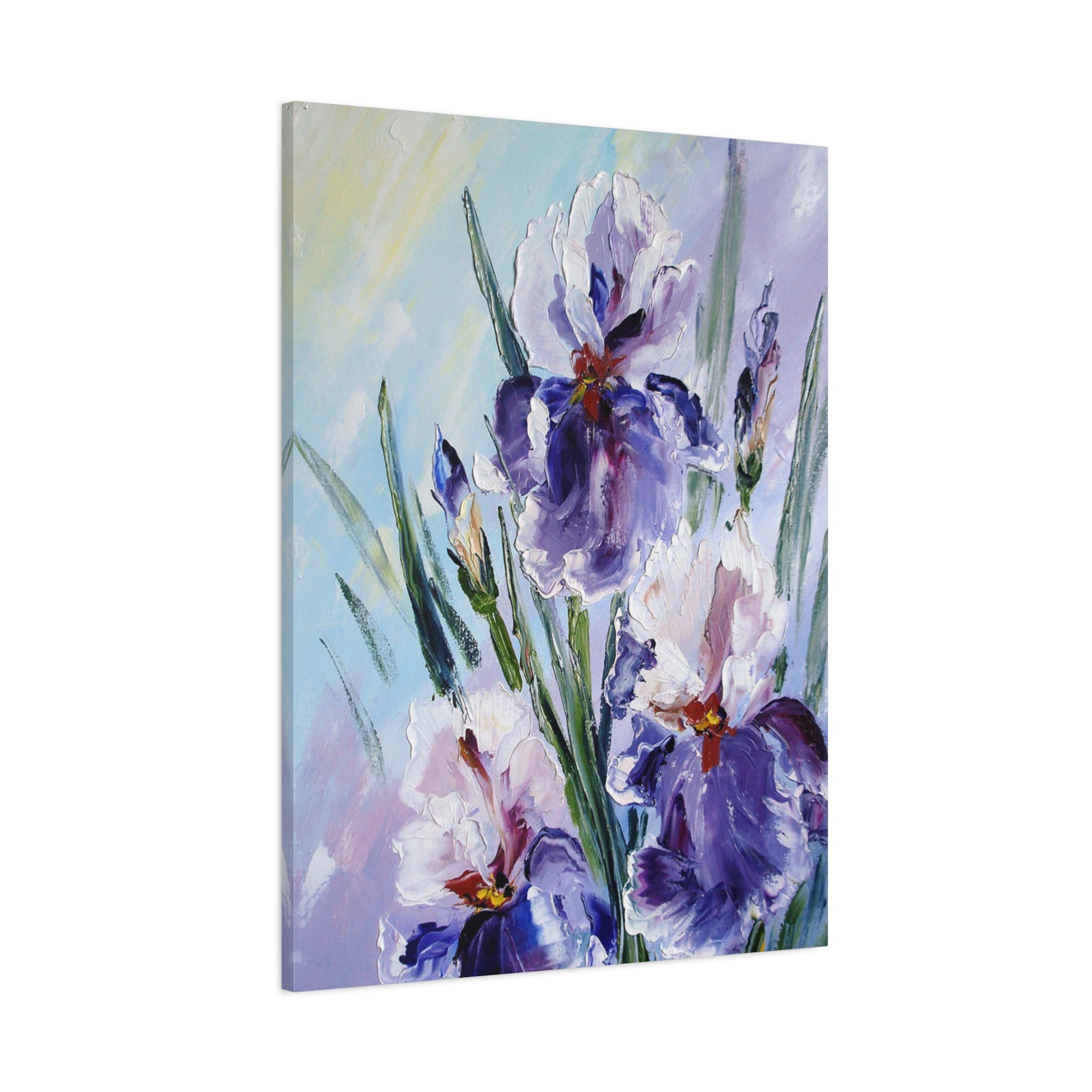 Purple Iris Floral Canvas Art — Stretched Matte Wall Painting