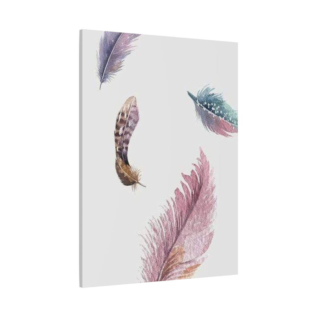 Soft Watercolor Feathers Canvas Wall Art - Stretched 1.25" Matte Design - TheKaraHan