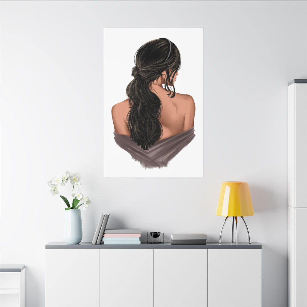 Portrait Canvas Print — Woman Back View with Loose Ponytail 