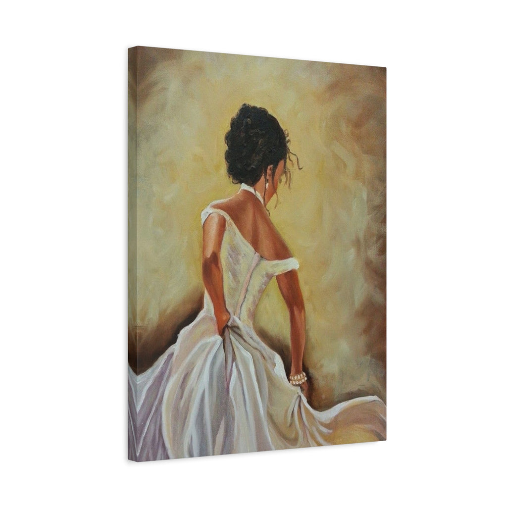 Elegant Bride Portrait Canvas Print — Romantic Wedding Wall Art