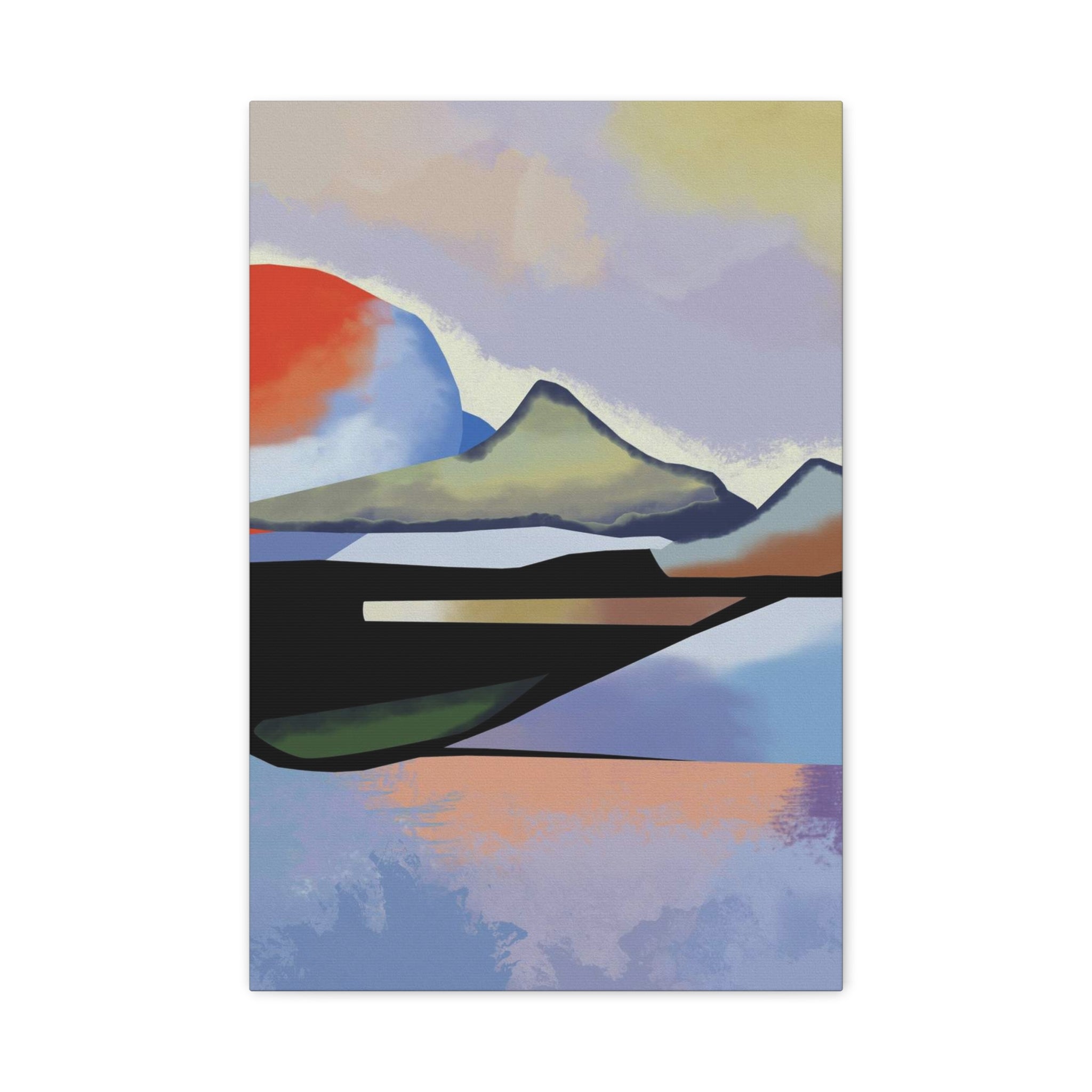 Abstract Sunset Landscape Canvas Print — Modern Mountain Wall Art 