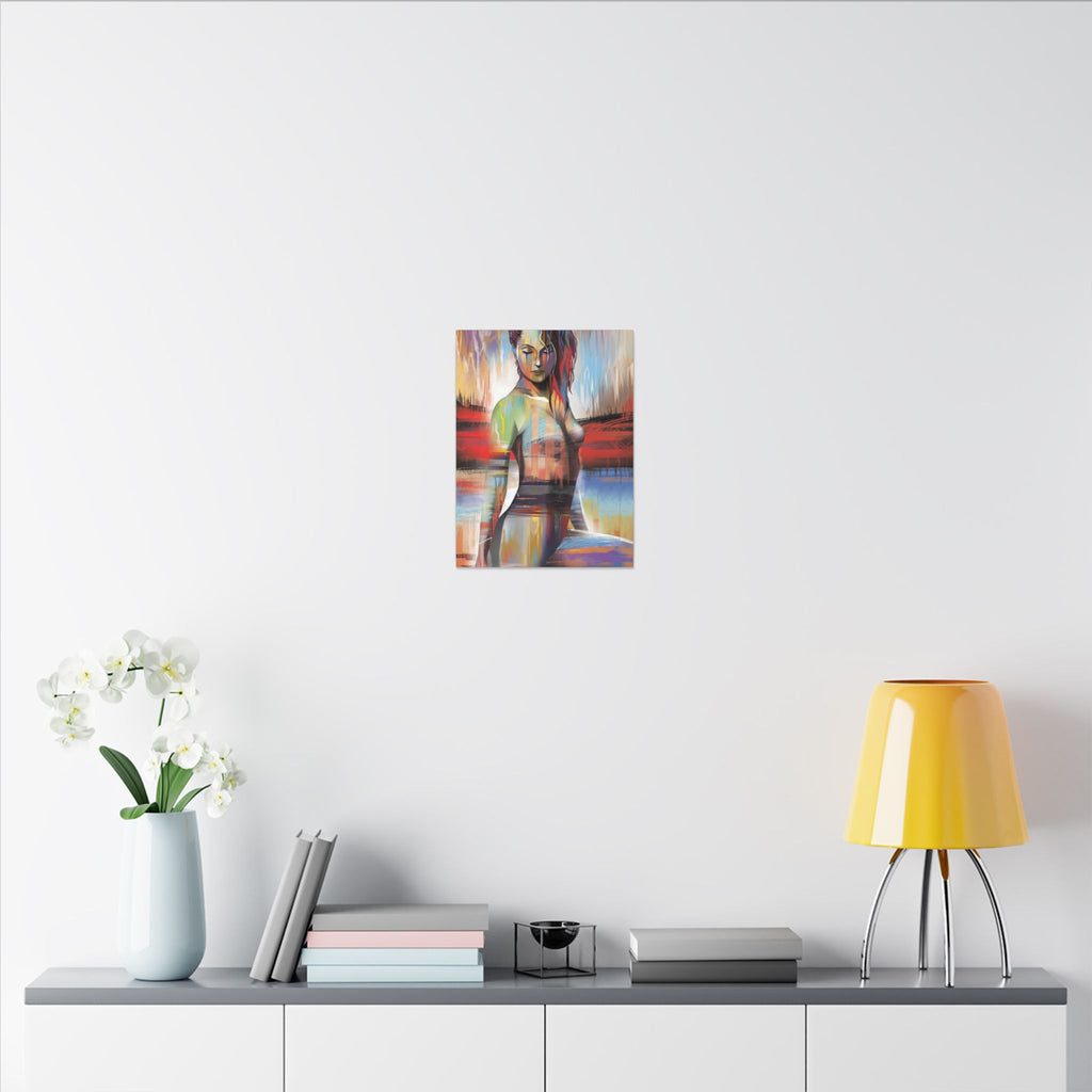 Abstract Colorful Woman Matte Canvas Print — Modern Figurative Wall Art 