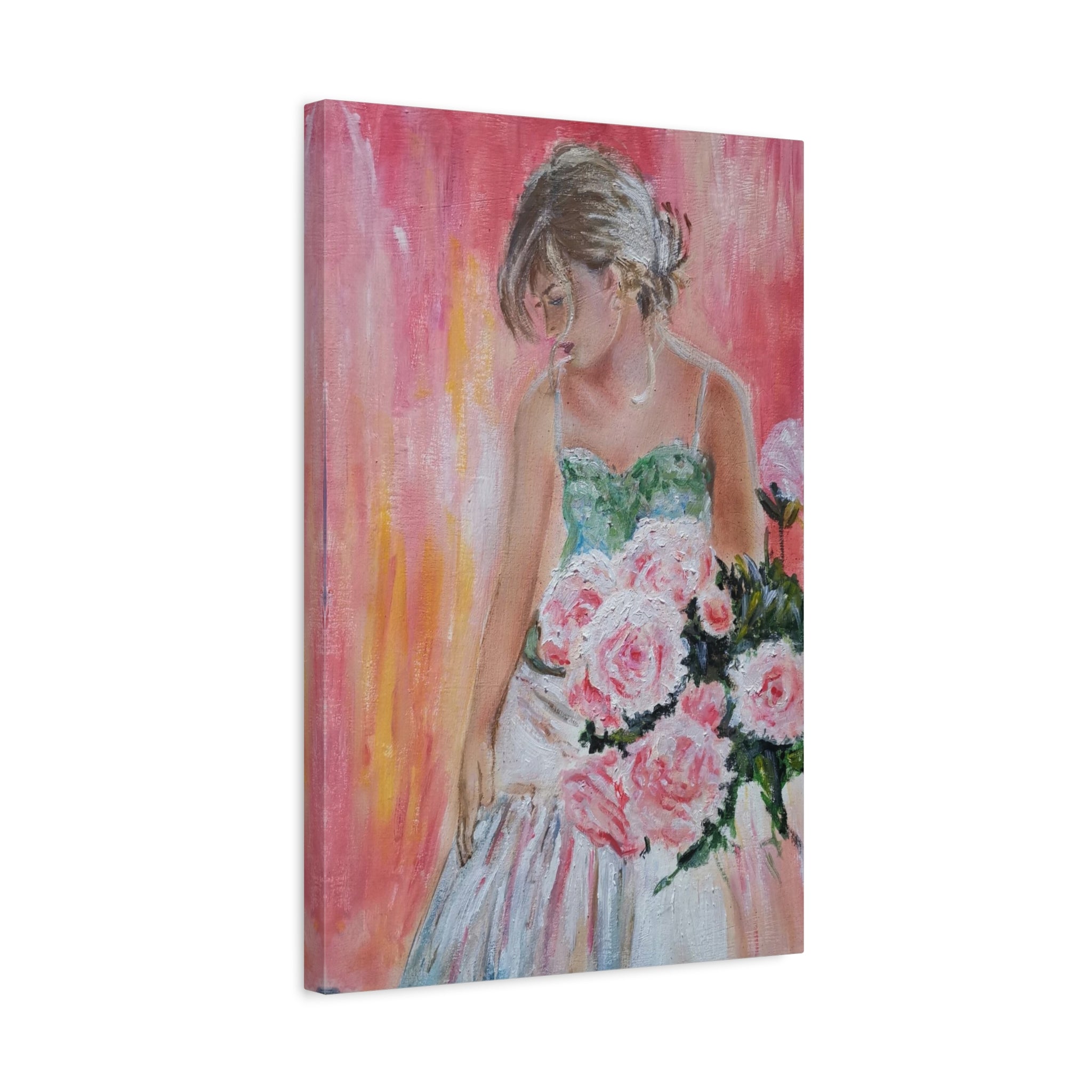 Romantic Rose Ballet Canvas Print — Pink Floral Ballerina Wall Art 