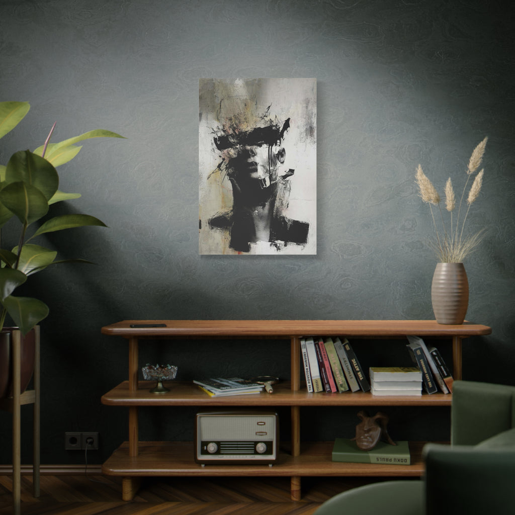 Abstract Noir Portrait Canvas Print — Modern Monochrome Wall Art 