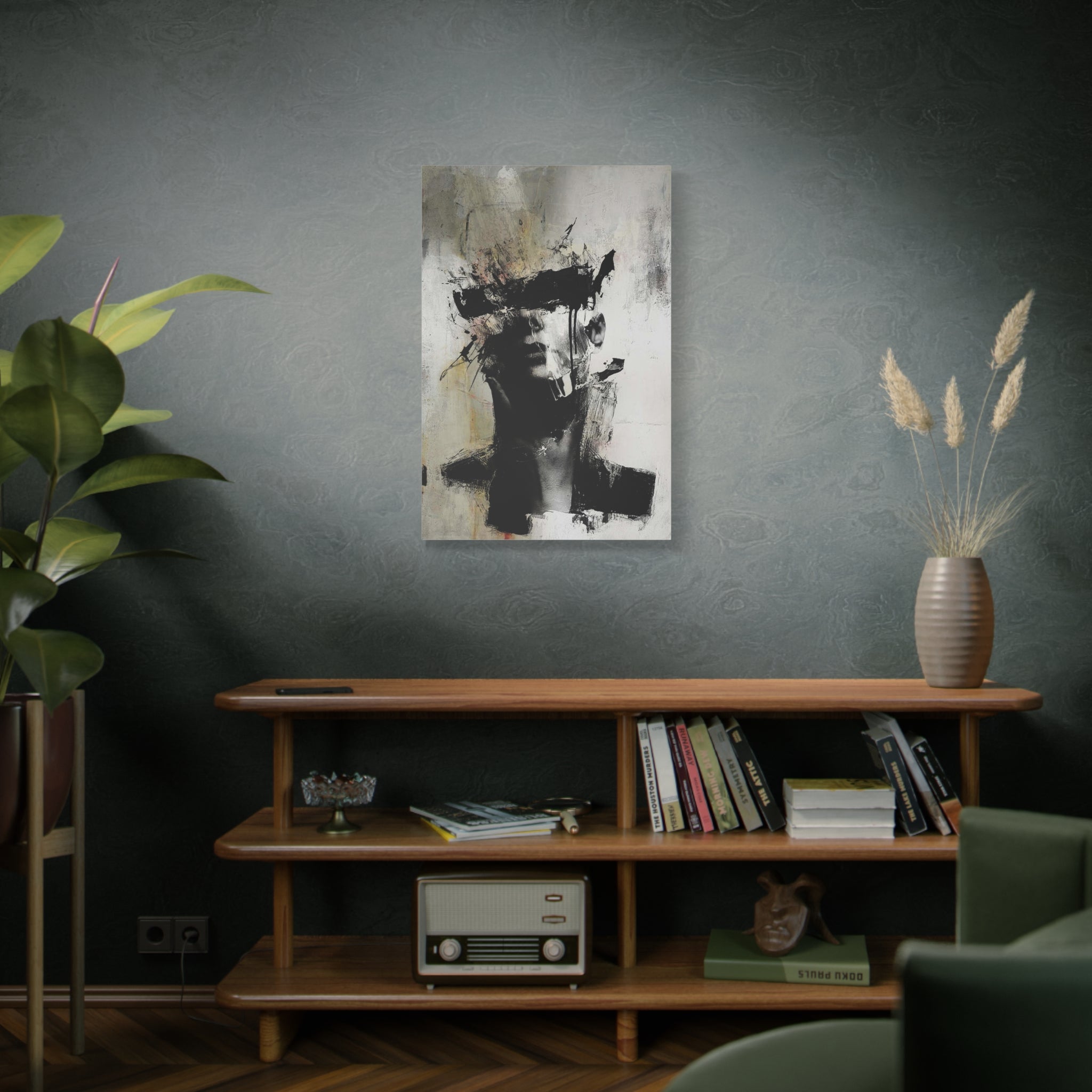 Abstract Noir Portrait Canvas Print — Modern Monochrome Wall Art 