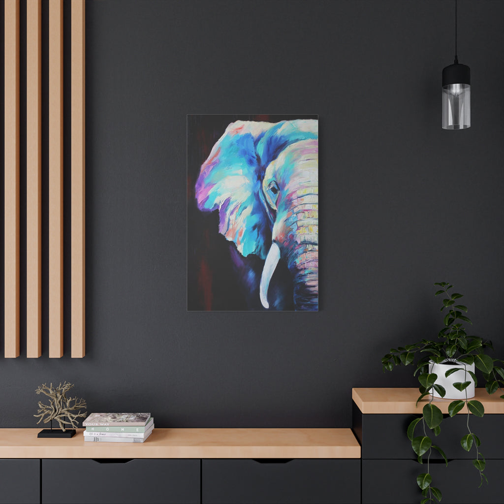 Vibrant Colorful Elephant Matte Stretched Canvas Wall Art