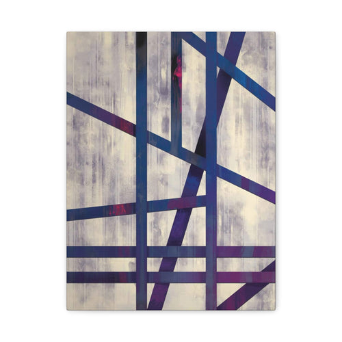 Abstract Geometric Canvas Print – Modern Blue & Purple Lines Art