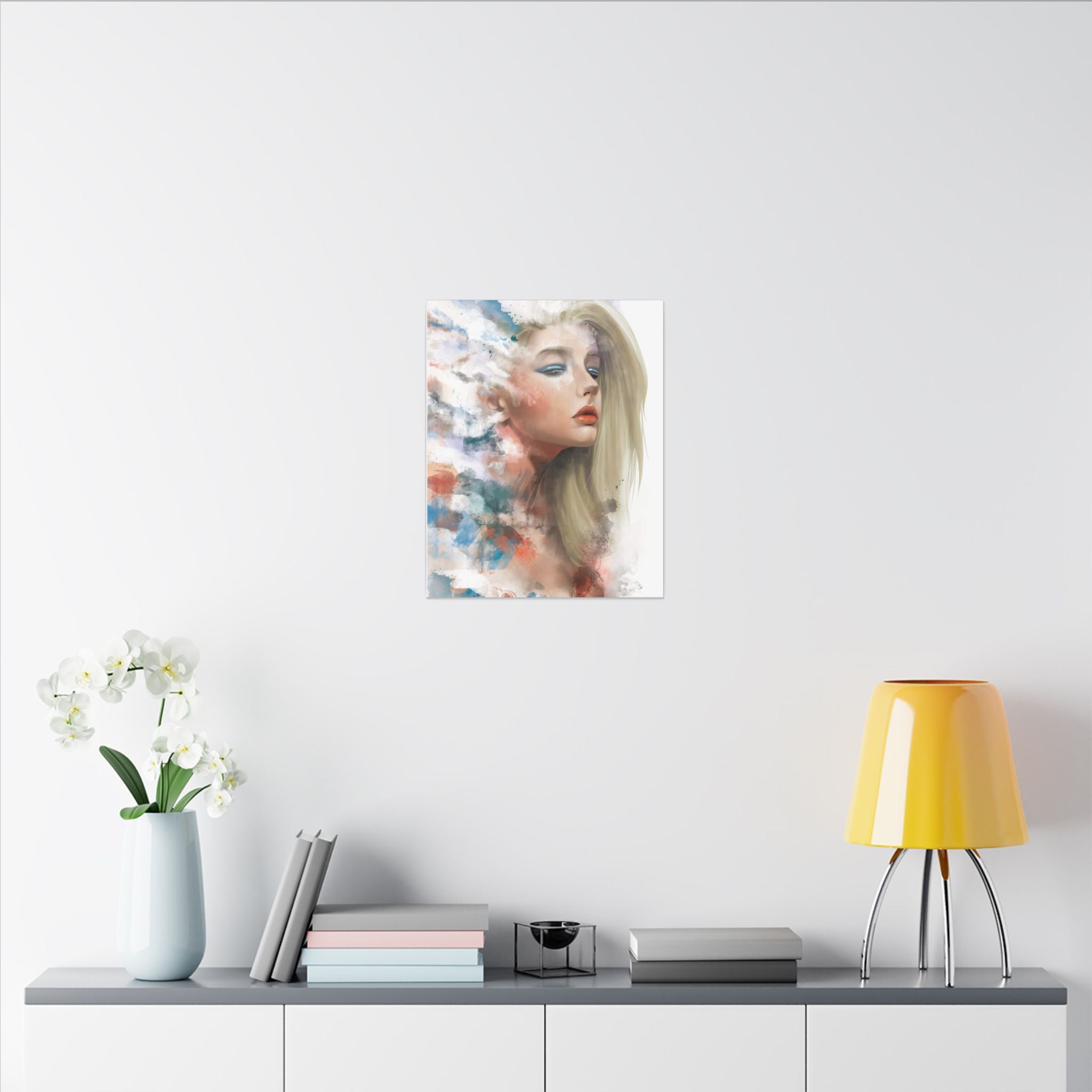 Watercolor Portrait Canvas — Dreamy Female Face Wall Art, Matte Stretched Print