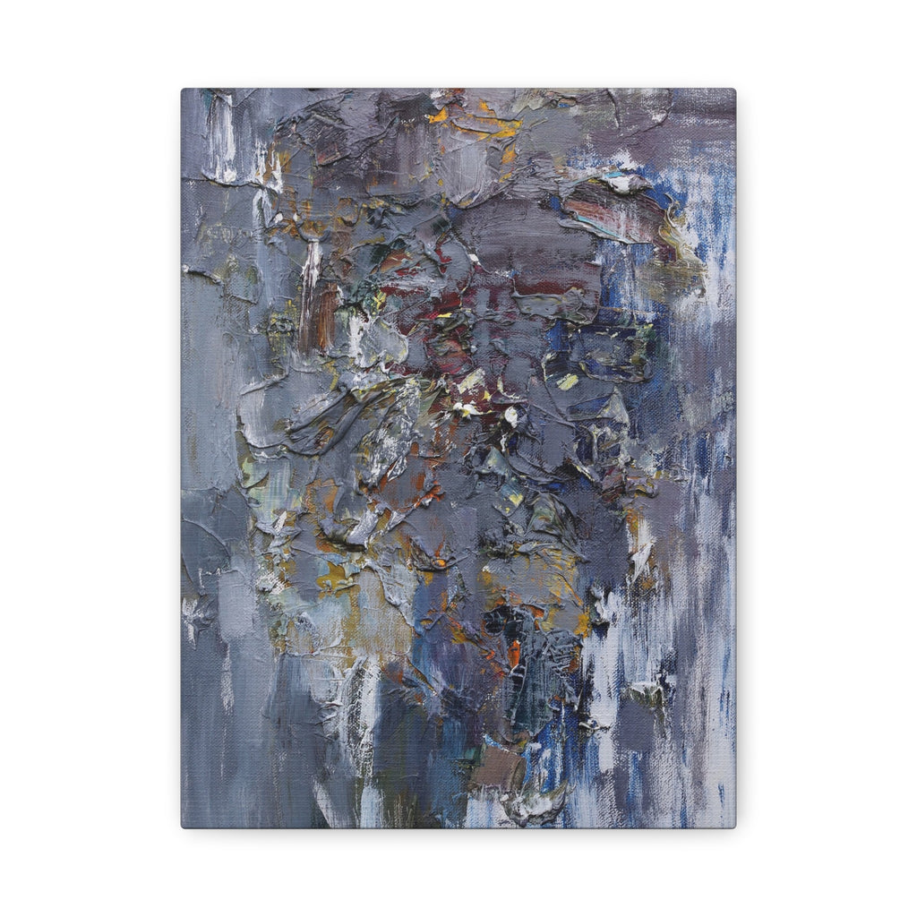 Abstract Textured Canvas Wall Art — Moody Blue Grey Palette - TheKaraHan